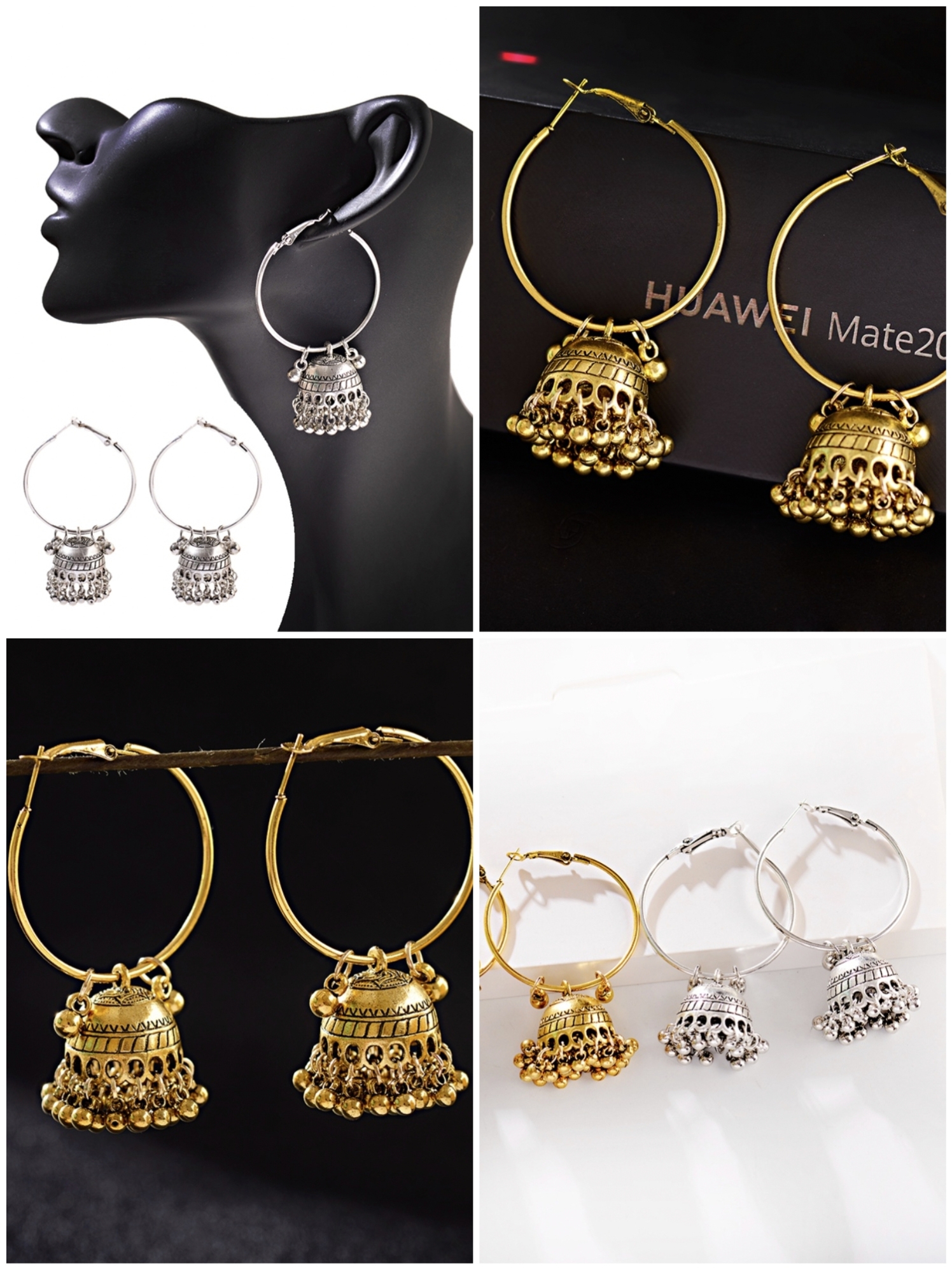 Bridal Nose Ring Nath - Heavy Traditional Golden Design