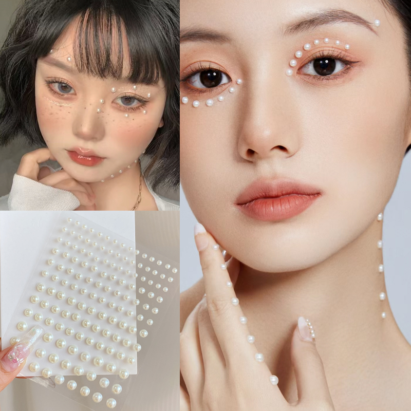 Hair Pearl Stickers - Bridal Face Decoration Adhesive