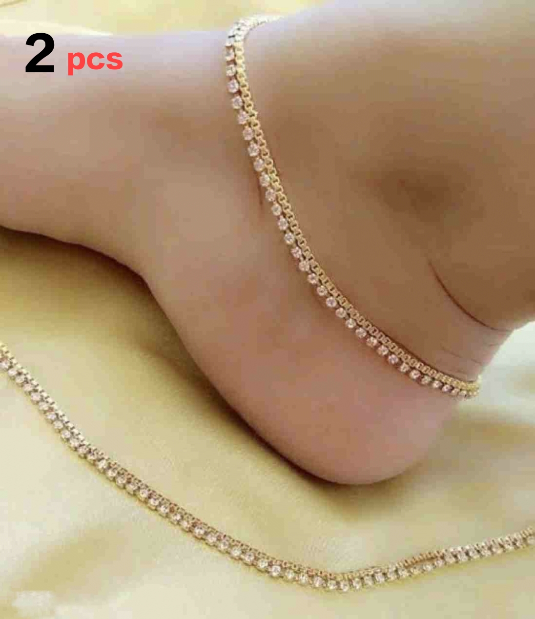 1 Pieces New Horizons Payal Embedded Stone Pazeb Single Strip Anklet Stylish Foot Jewelry Women Anklet Girls Anklet Fashion Pazeb Stone Anklet Jewelry Modern Stylish Payal Elegant Anklet Daily Wear Anklet Party Wear Style Anklet Bridal Payal - Golden Multicolor
