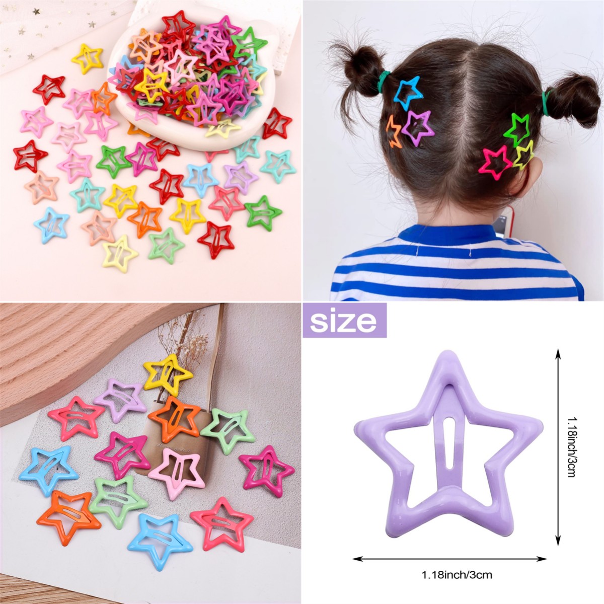 20 Pieces Star Hair Clips Pins Strong Grip Daily Hair Styling Accessory - 20 Pcs Star Clips