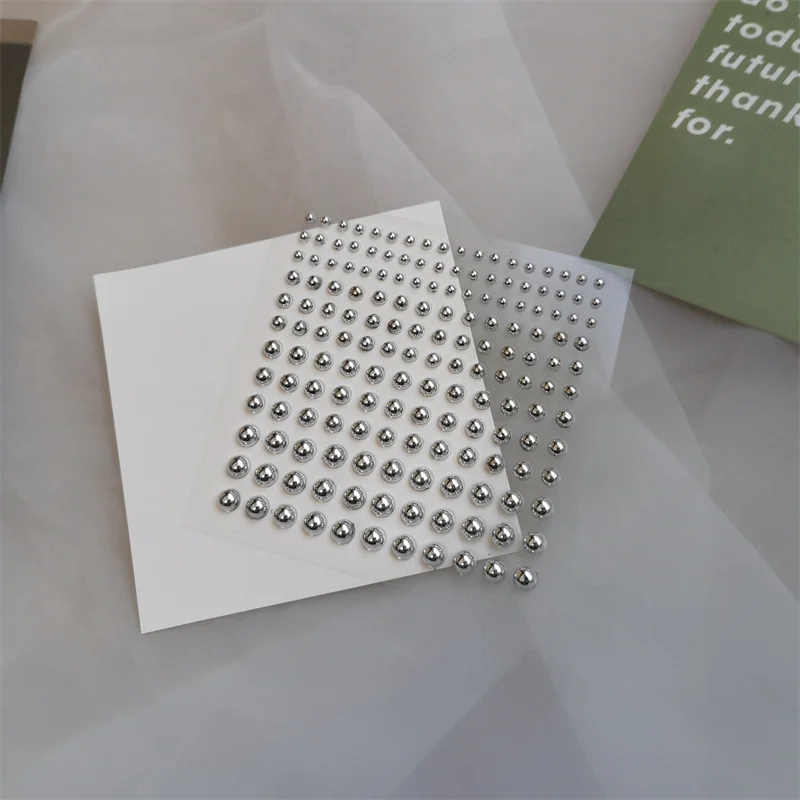 200 Pieces Silver Hair Beads Adhesive Stickers Hair Styling Beads Rhinestone Stickers For Body And Face Decoration Nail Art Makeup Hair Jewels Self Adhesive Stones For Girls Women Hair Styling Accessories Craft Gems - Hair Adhesive Stickr