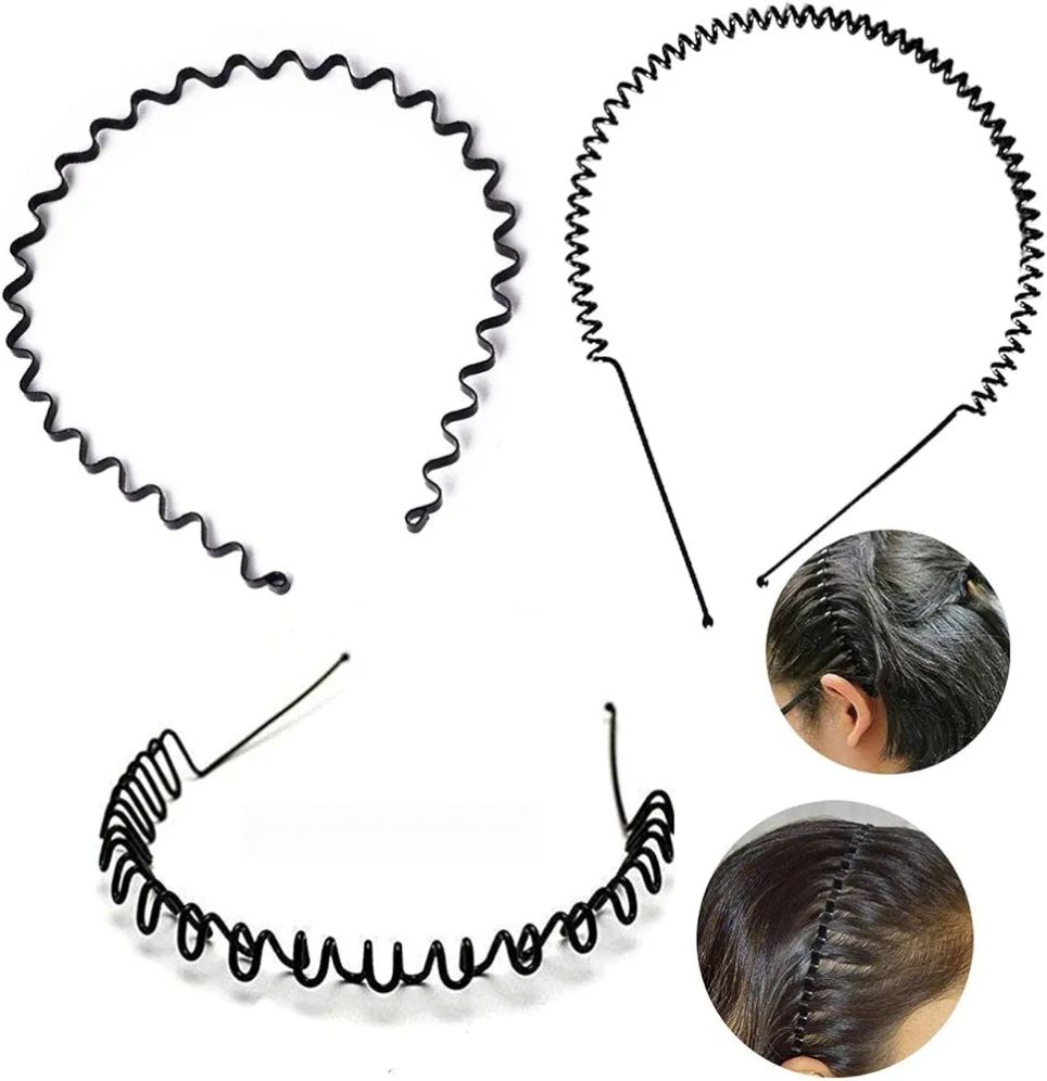 3 Pieces Metal Zig Zag Hair Band Hair Clips Pins Wave Hairband Spring Hairband For Boys And Girls Adjustable Flexible Hair Styling Accessories Stylish Hairband For Men Women Unisex Headband For Sports Everyday Use Durable Light Weight Non Slip - 3 Pcs Hair Band
