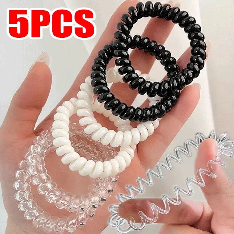 4 Pieces Hair ties telephone wire Poni hair scrunchies Natural Look Hair Styling Accessory - 4 PCs Scrunchies