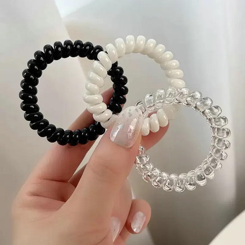 4 Pieces Hair ties telephone wire Poni hair scrunchies Natural Look Hair Styling Accessory - 4 PCs Scrunchies