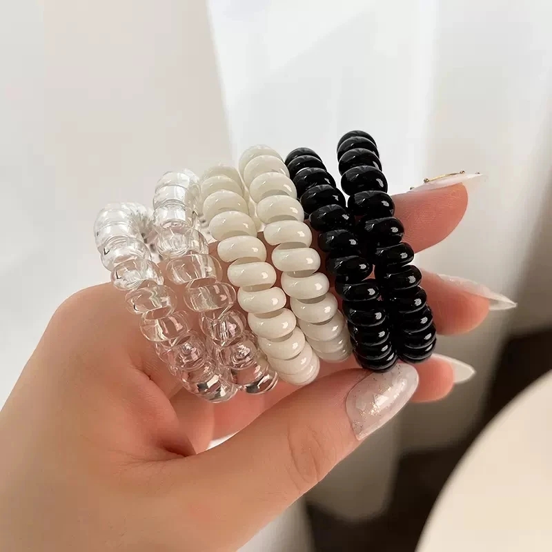 4 Pieces Hair ties telephone wire Poni hair scrunchies Natural Look Hair Styling Accessory - 4 PCs Scrunchies