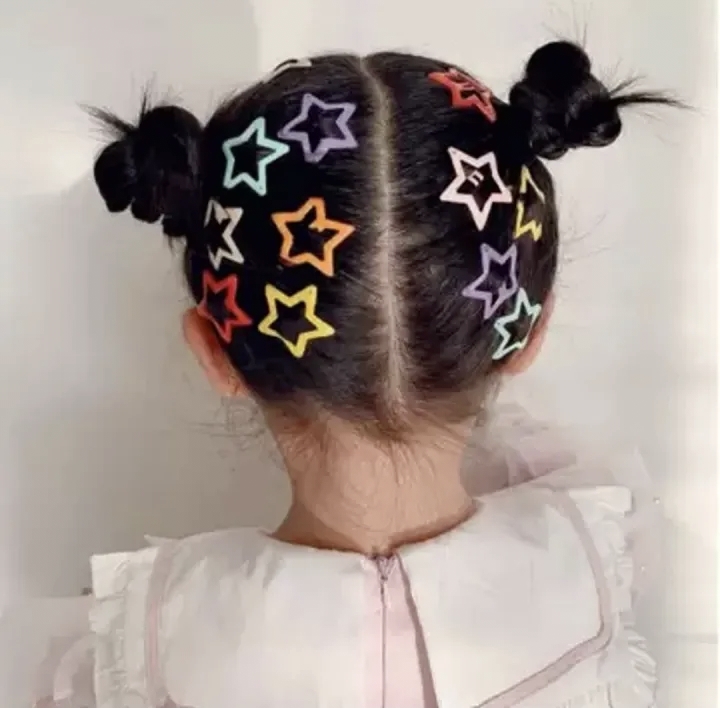 4 Pieces Star Hair Clips Pins Set For Girls And Women Colorful Metal Hair Pins Clips Stylish Hair Styling Accessories For Party School And Everyday Use Modern Stylish Hair Styling Clips Strong Grip Daily Hair Styling Accessory - Multicolor