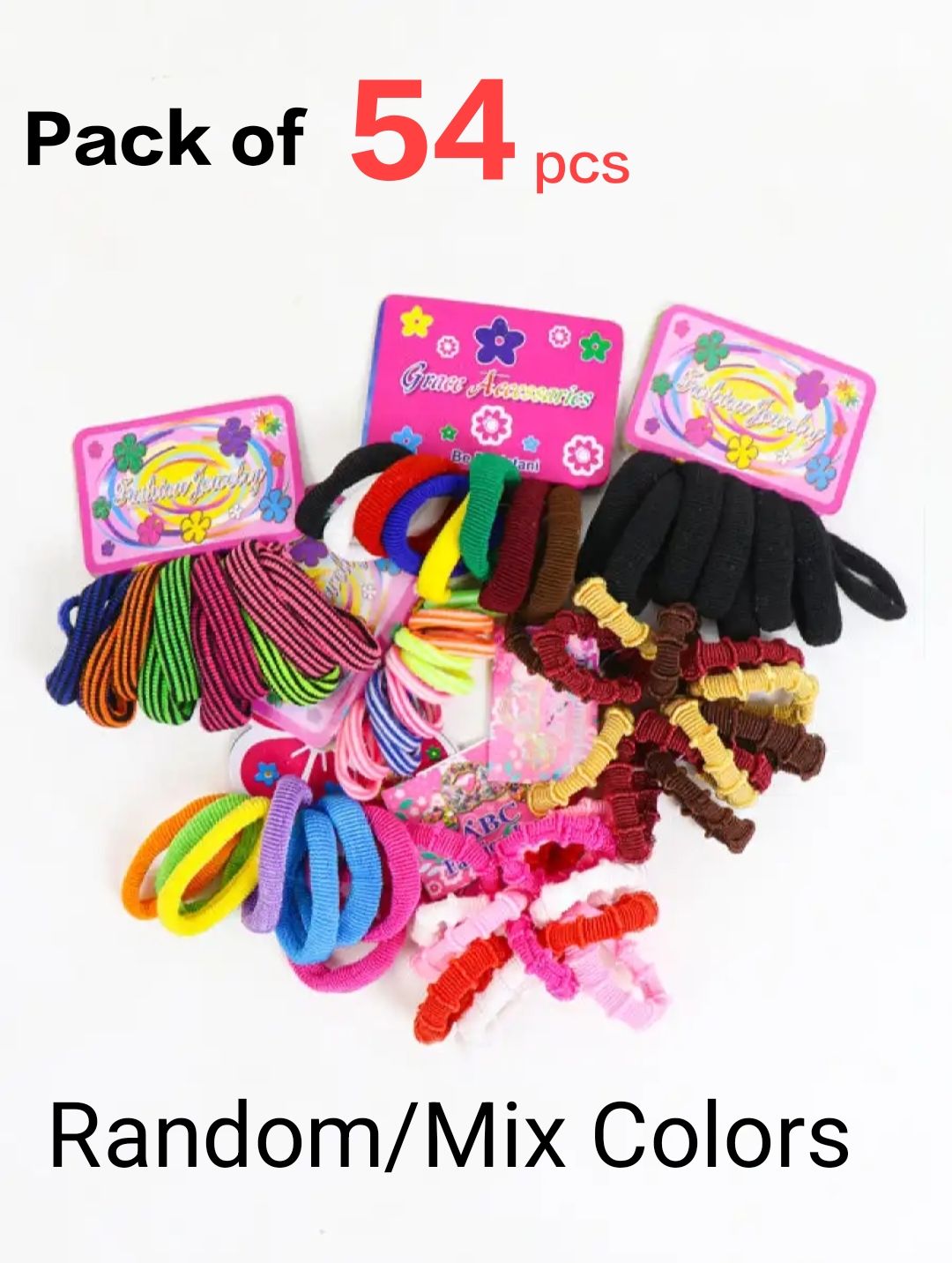 54 Pieces Hair Ponies Hair Scrunchies Set For Girls And Women Colorful Elastic Hair Bands Rubber Hair Ties Hair Styling Accessories For Ponytail Braids Buns Daily Wear Soft Stretchable Hair Holders Fashion Hair Bands For Long Thick Hair - 54 PCs Multicolor