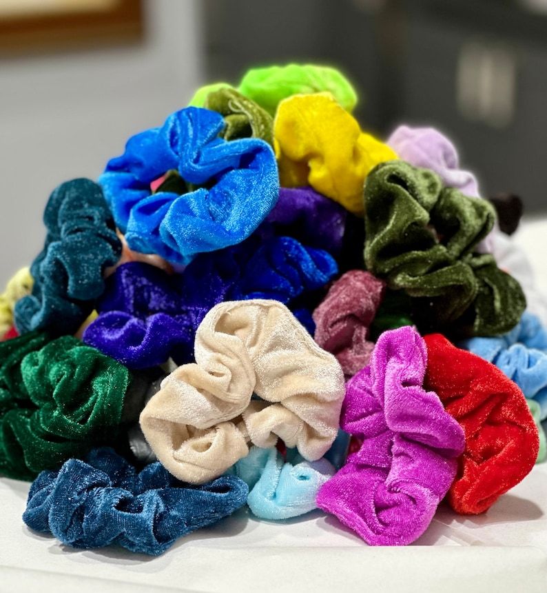 6 Pieces Velvet Scrunchies Soft Hair Ties Colorful Hair Bands Ponytail Holders Velvet Hair Bands Women Scrunchies Stylish Hair Styling Accessories Elastic Velvet Bands, Premium Scrunchies, Girls Hair Ties, Fancy Scrunchies, Durable Hair Bands, - 12 Pcs