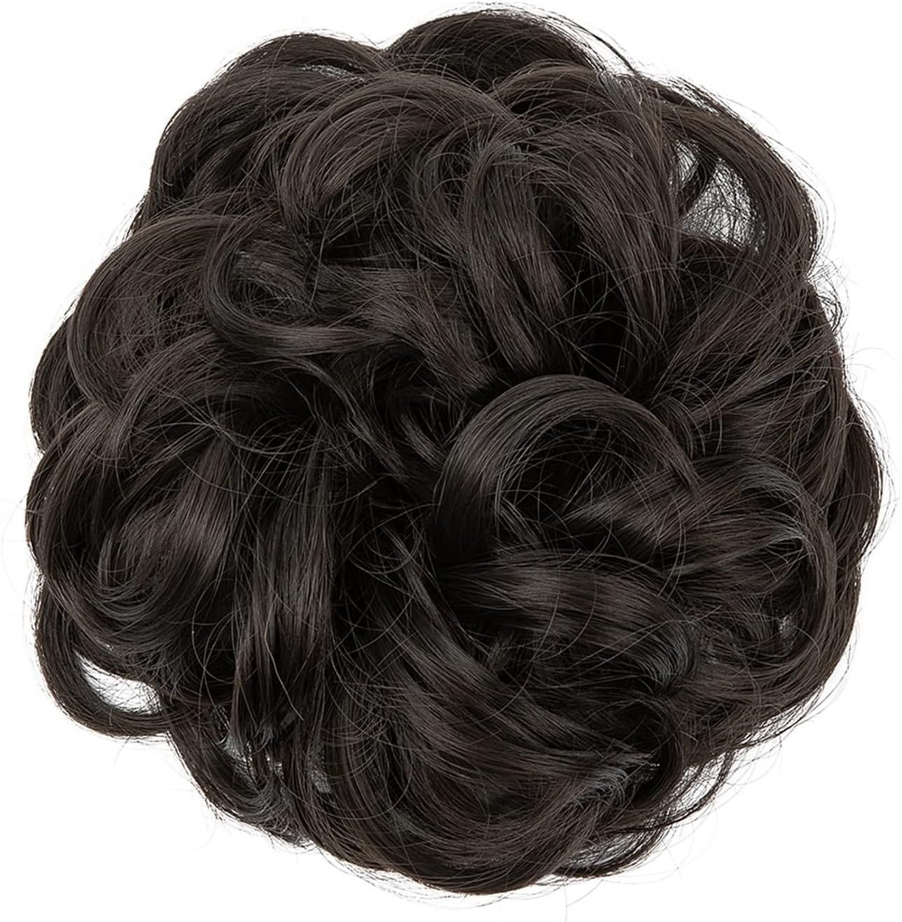 Dark Brown Hair Bun Extension Synthetic Hairpiece Clip In Messy Curly Bun Hair Accessory Women Girls Elegant Hair Accessory Simple To Use Comfortable Light Weight Adjustable Size Premium Quality Hairpiece For Parties Weddings Daily Wear