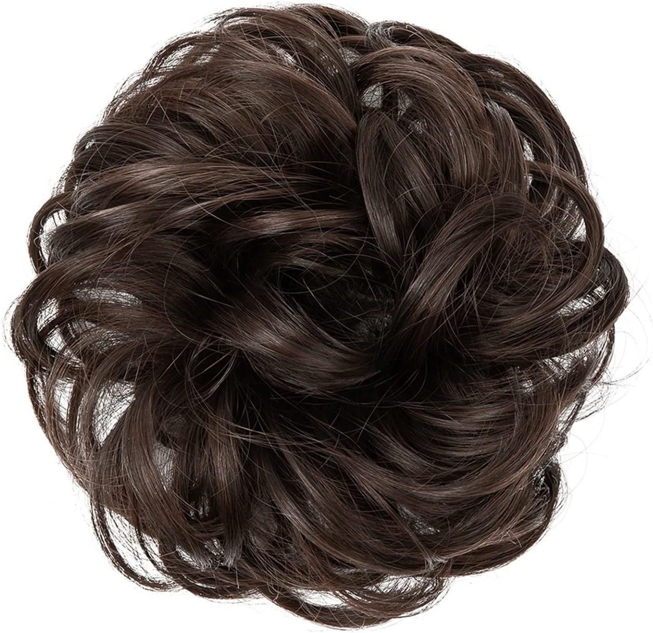 Dark Brown Hair Bun Extension Synthetic Hairpiece Clip In Messy Curly Bun Hair Accessory Women Girls Elegant Hair Accessory Simple To Use Comfortable Light Weight Adjustable Size Premium Quality Hairpiece For Parties Weddings Daily Wear - Bronze