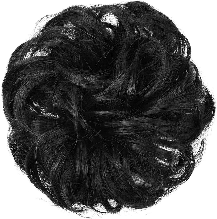 Dark Brown Hair Bun Extension Synthetic Hairpiece Clip In Messy Curly Bun Hair Accessory Women Girls Elegant Hair Accessory Simple To Use Comfortable Light Weight Adjustable Size Premium Quality Hairpiece For Parties Weddings Daily Wear - Natural