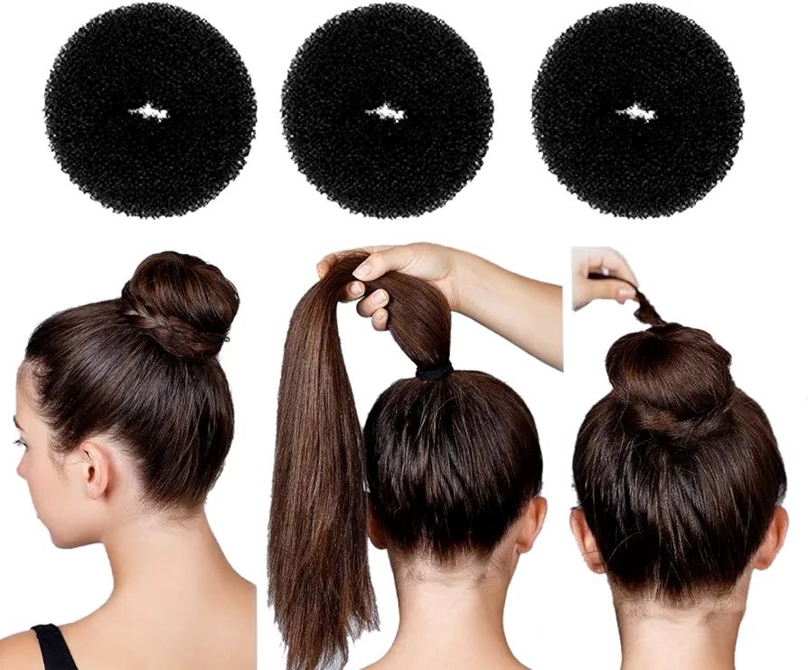 Donut Hair Bun Maker Hair Volumizer Jura Maker Hair Styling Tool Bridal Hair Accessory Party Hair Tool Women Hair Bun Shaper Easy Hair Styling Donut Clip Girls Hair Bun Foam Donut For Hairstyle Hair Styling Accessories - Hair Donut