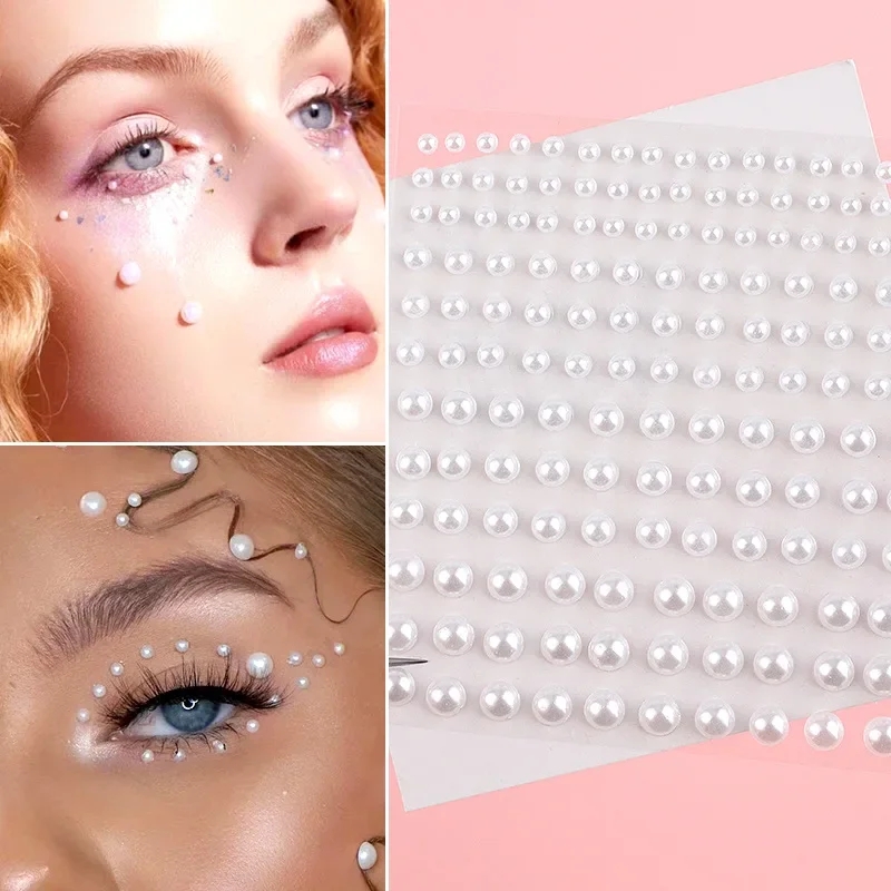 Hair Pearl Stickers For Girls Stylish Hair Styling Accessories Self Adhesive White Pearls For Hair Decoration Simple To Use Long Lasting Bridal Party Look Modern Stylish Hair Jewels For Events Festive Hairstyles Elegant Glam Look - Off-white