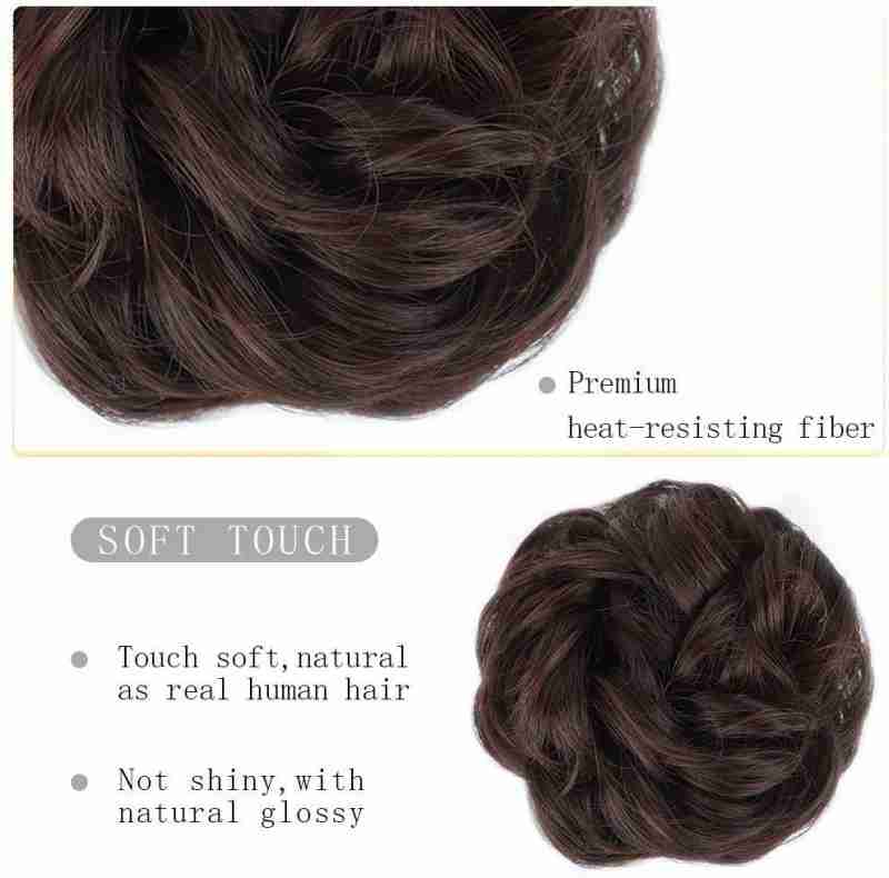 Natural Hair Shade Hair Bun Extension For Girls Realistic Look Synthetic Poni Clip On Soft Hairpiece Simple To Use Stylish Messy Bun Ideal For Parties Daily Wear Light Weight Comfortable Hair Styling Accessory - Natural Hair Color