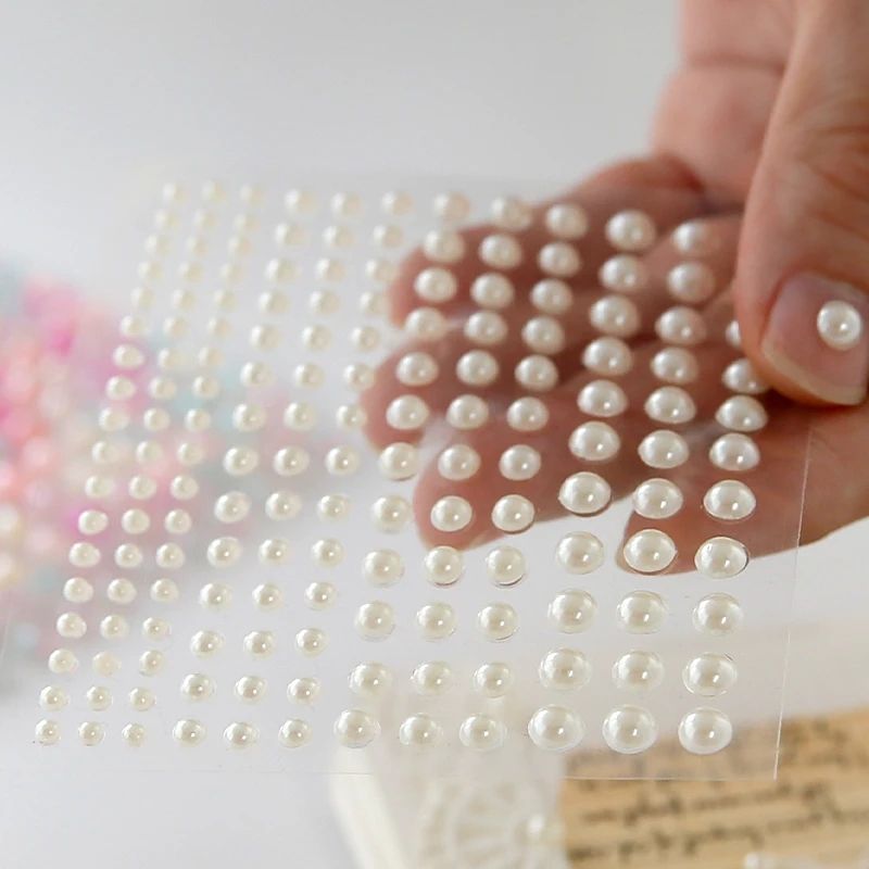 Self Adhesive Pearl Hair Stickers Stick On Hair Pearls Hair Decoration Gems For Girls And Women DIY Hair Styling Accessories No Glue Styling Pearls Bridal Hair Stickers For Braids Updos Reusable Hair Gems Festival Makeup Face Nail Pearl - Pearl Color