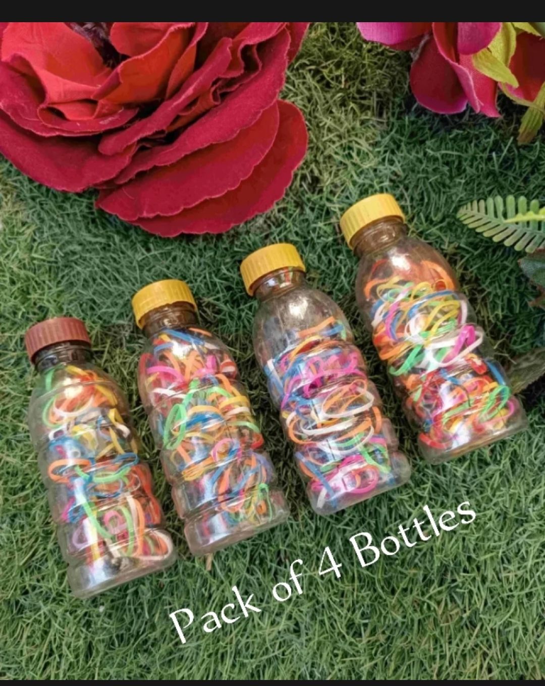 Set Of 4 Rubber Bands Elastic Hair Bands Hair Rings Ponytail Hair Ties Rope Holder Hair Styling Accessories For Women Girls Spiral Hair Bands No Damage Hair Scrunchies Stretchable Durable Hair Rope Multi Color Hair Bands Everyday Use - 4 Bottles Scrunchies