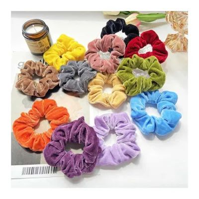 Set Of 6 & 12 Velvet Hair Scrunchies Soft Elastic Hair Bands For Girls And Women Stylish Ponytail Holders Korean Fashion Hair Styling Accessories Premium Quality Hair Ties Comfortable Hair Bands For Daily Wear Modern Stylish Hair Styling - 6 Velvet Scrunchies