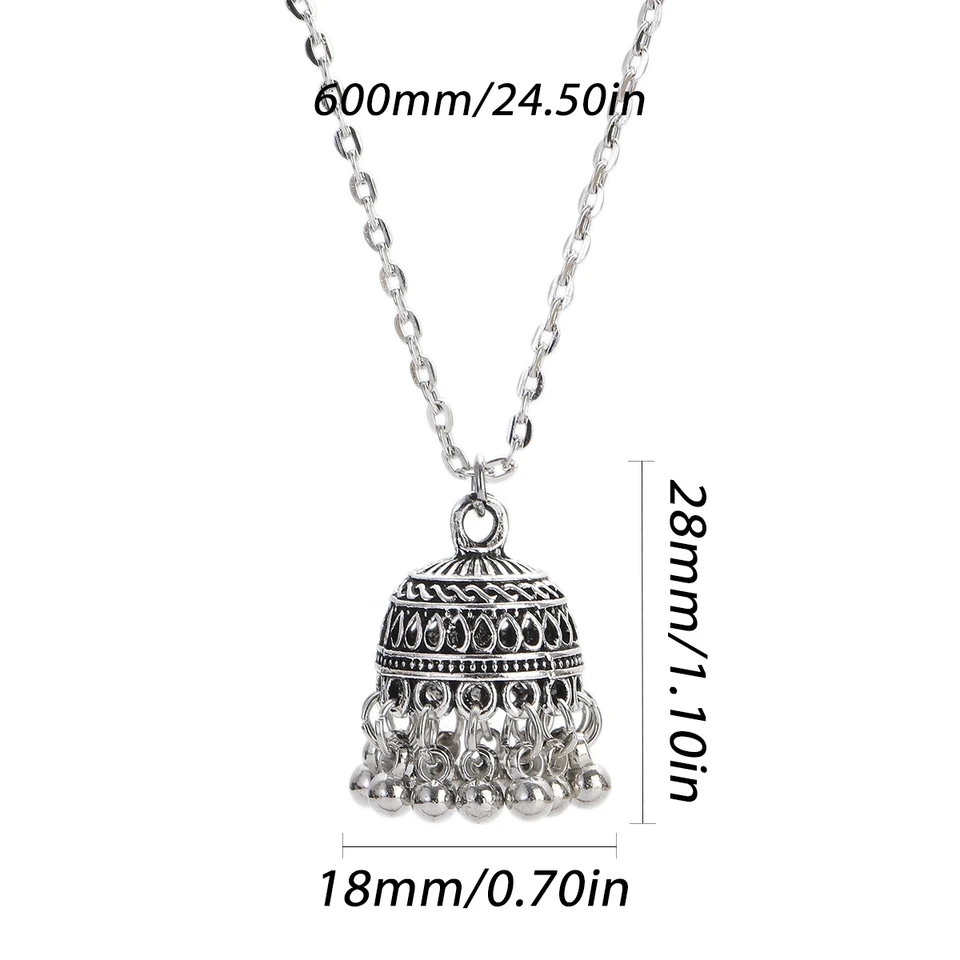 Antique Silver Jewelry Set Traditional Jhumka Earrings Jewelry Pendant Oxidized Earrings Necklace Women Jewelry Ethnic Bahubali Earrings Bridal Jewelry Girls Fashion Jewelry Stylish Earrings With Pendant Festival Jewelry Party Wear Style
