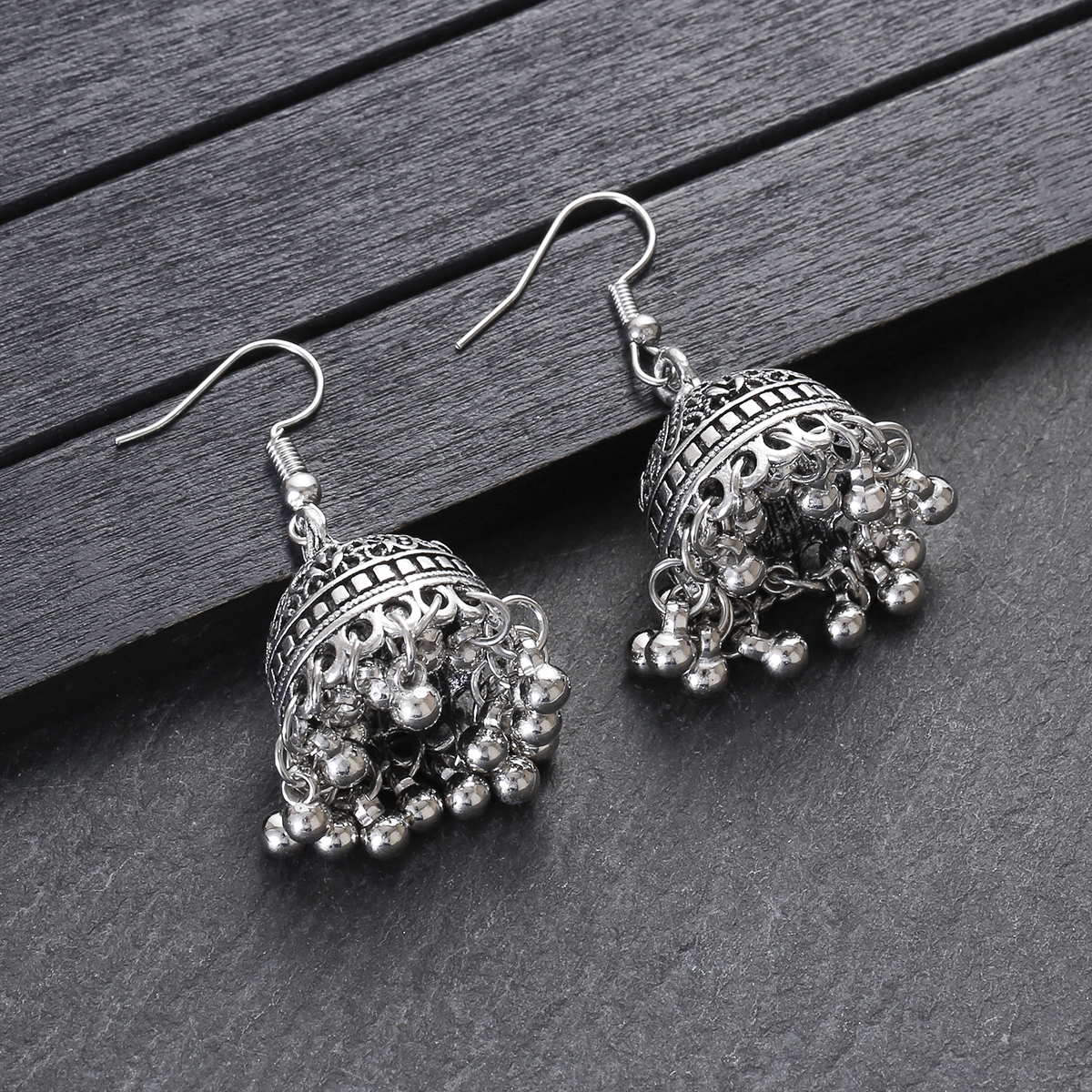 New Horizons Oxidized Jewelry Silver Jhumka Earrings Jewelry Necklace Set Baho Style Earrings Women Jewelry Girls Jewelry Antique Oxidized Pendant Set Traditional Jewelry Party Jewelry Bridal Jewelry Ethnic Earrings Necklace Wedding Jewelry Gift - Oxidized Jhumka