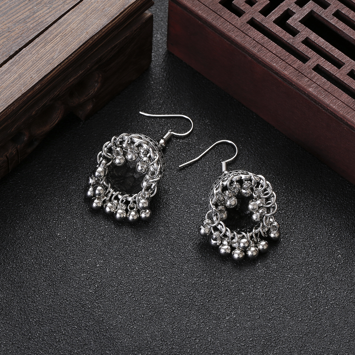 New Horizons Oxidized Jewelry Silver Jhumka Earrings Jewelry Necklace Set Baho Style Earrings Women Jewelry Girls Jewelry Antique Oxidized Pendant Set Traditional Jewelry Party Jewelry Bridal Jewelry Ethnic Earrings Necklace Wedding Jewelry Gift - Oxidized Jhumka
