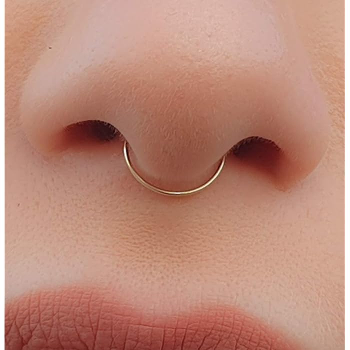 20 Pieces Nose Ring Jewelry Nose Pin Jewelry 8mm Gold Tone for Piercing and None Piercing Nose Ring Jewelry Naak ka koka Naak ki Bali Nathli Nathni Long Daily Party Wear Nose Jewelry Accessory - Golden