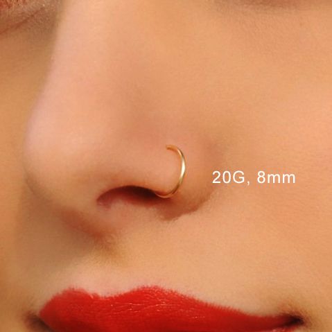 20 Pieces Nose Ring Jewelry Nose Pin Jewelry 8mm Gold Tone for Piercing and None Piercing Nose Ring Jewelry Naak ka koka Naak ki Bali Nathli Nathni Long Daily Party Wear Nose Jewelry Accessory - Golden