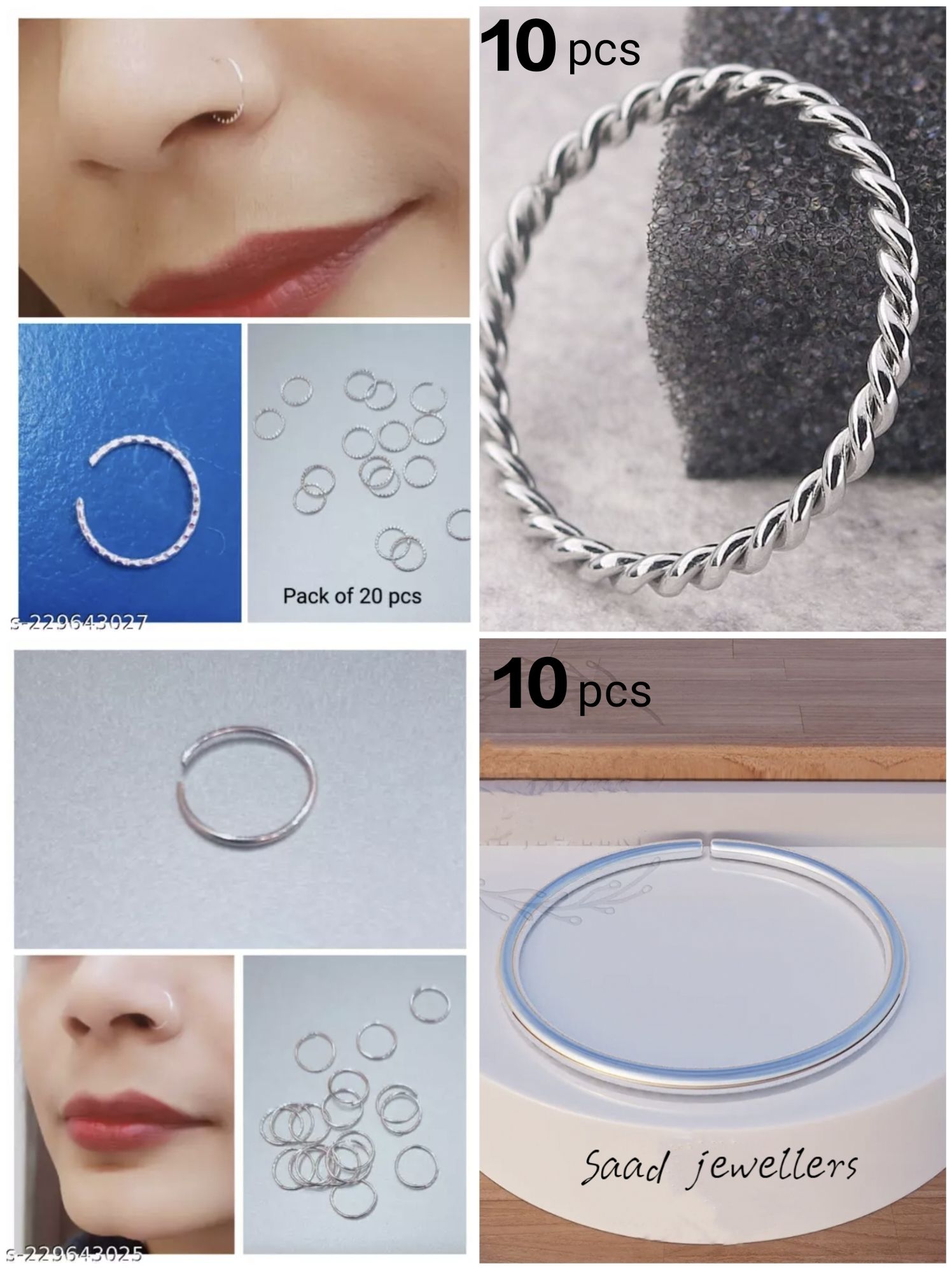20 Pieces Silver Nose Ring Jewelry Nose Pin Jewelry Set 10 Plain 10 Twisted Spiral 8mm Stainless For Piercing And Non Piercing Women Girls Minimalist Fashion Body Jewelry Value Pack Nose Ring Jewelry Nose Pin Jewelry Naak ki Long Naak ki Bali