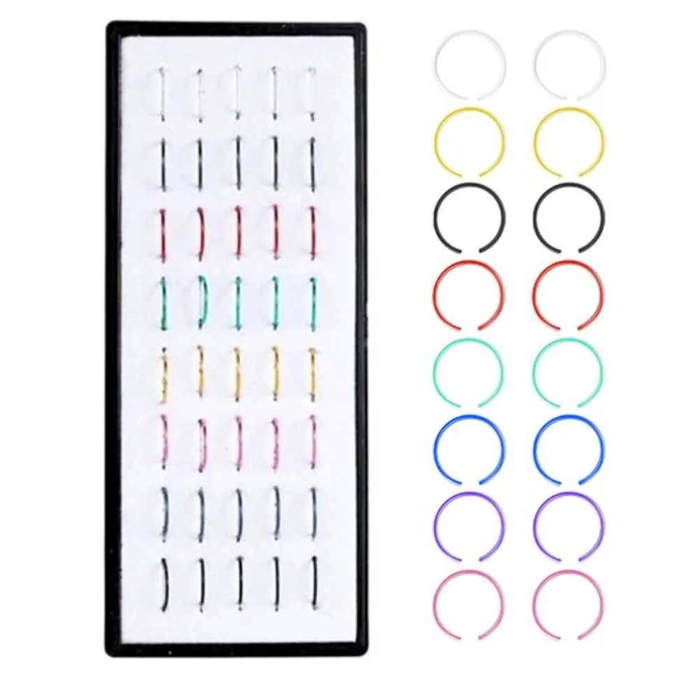 24 Pieces Black Nose Ring Jewelry 8mm Set For Women Girls Piercing And Non Piercing Light Weight Comfortable Durable Nose Pin Jewelry Collection Plain Nose Ring Jewelrys Stylish Everyday Use Nose Accessories Modern Stylish Design Value Pack - Multicolor