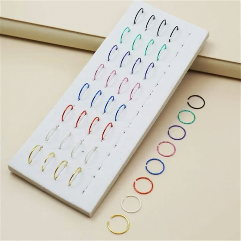 24 Pieces Black Nose Ring Jewelry 8mm Set For Women Girls Piercing And Non Piercing Light Weight Comfortable Durable Nose Pin Jewelry Collection Plain Nose Ring Jewelrys Stylish Everyday Use Nose Accessories Modern Stylish Design Value Pack - Multicolor