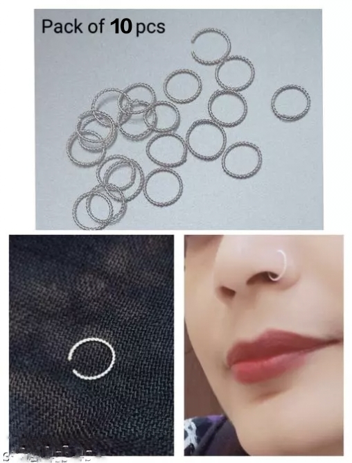 48 Pieces Spiral Twisted Nose Ring Jewelry Set Golden Silver Black Multi Color Nose Pin Jewelry For Piercing And Non Piercing Stylish Fake Nose Ring Jewelry Naak Ki Bali Nath Nathni Comfortable Light Weight Nose Accessory Modern Stylish Daily - 48 Pcs Spril Twisted