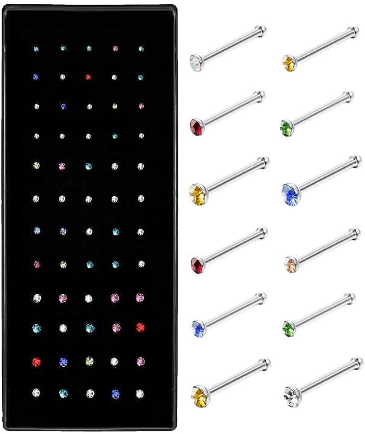5 Pieces Nose Pin Jewelry Stainless Steel Nose Ring Jewelry Nose Stud Nose Hoop Nose Piercing Jewelry Nose Accessories Women Nose Pin Jewelry Girls Nose Pin Jewelry Stylish Nose Jewelry Fashion Nose Ring Jewelry Daily Wear Nose Pin Jewelry - Silver