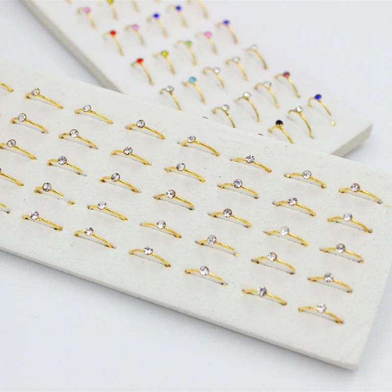 5 Pieces Nose Ring Jewelry Gold Tone embedded Stone Sterilize Nose Ring Jewelry Daily Party Wear Nose Jewelry Accessory - Golden