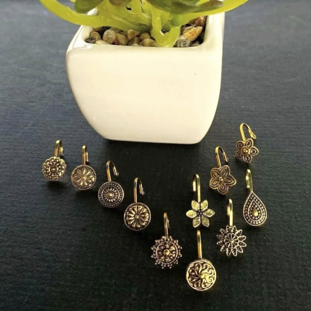 6 Pieces Nose Pin Jewelry Set Golden Silver Tone Oxidized Nose Ring Jewelry for Women Nose Cuff for Pierced and Non Pierced Nose Stylish Nose Pin Jewelrys Fashion Jewelry Nose Studs Combo Ethnic Traditional Nose Ring Jewelrys Daily Wear Nose - 4 Pcs Silver