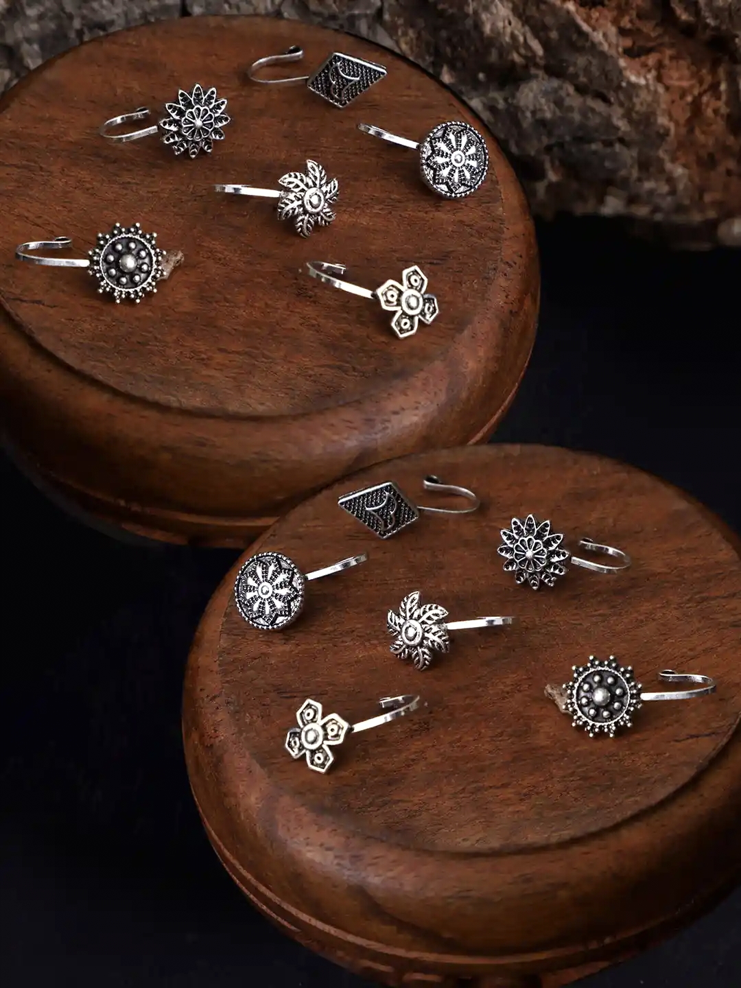 6 Pieces Nose Pin Jewelry Set Silver Golden Oxidized Nose Ring Jewelry For Piercing And Non Piercing Nose Studs Stylish Nose Jewelry Fashion Nose Pin Jewelrys For Girls Women Traditional Nose Ring Jewelry Set Modern Stylish Nose Stud Pack Light