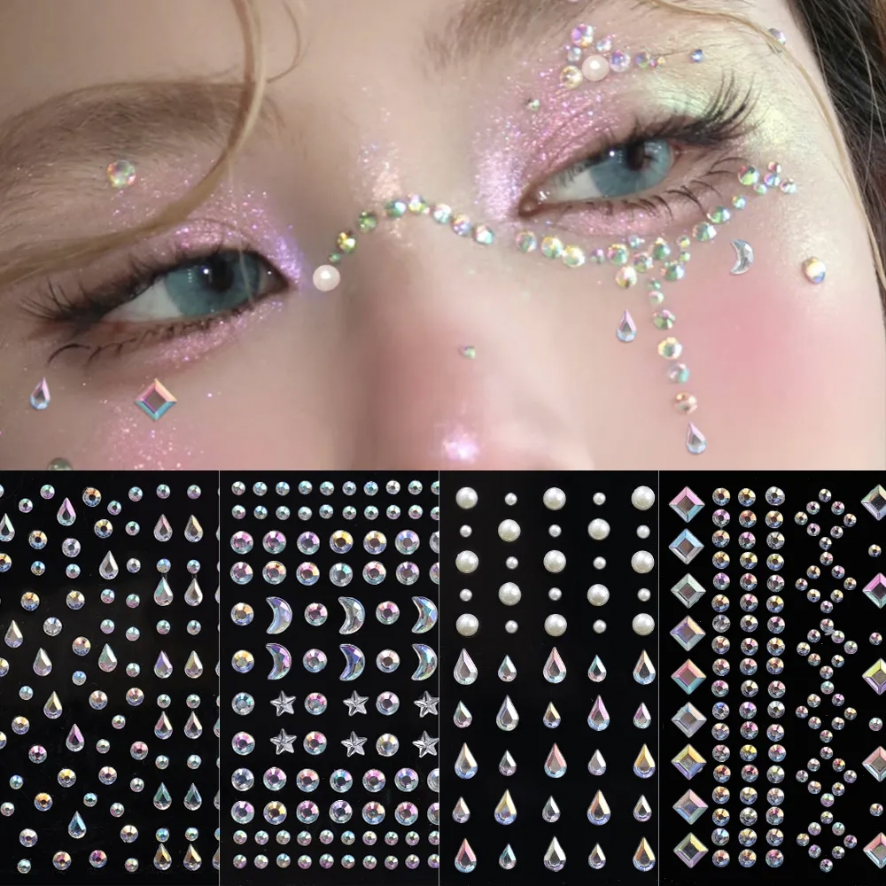 Adhesive Face Stickers Vinyl Stickers Stylish Stickers Body Stickers Makeup Stickers Party Stickers Festival Stickers Fashion Stickers Eye Stickers Lip Stickers Skin Stickers Temporary Stickers Easy Apply Reusable Stickers Beauty Accessories - Multicolor