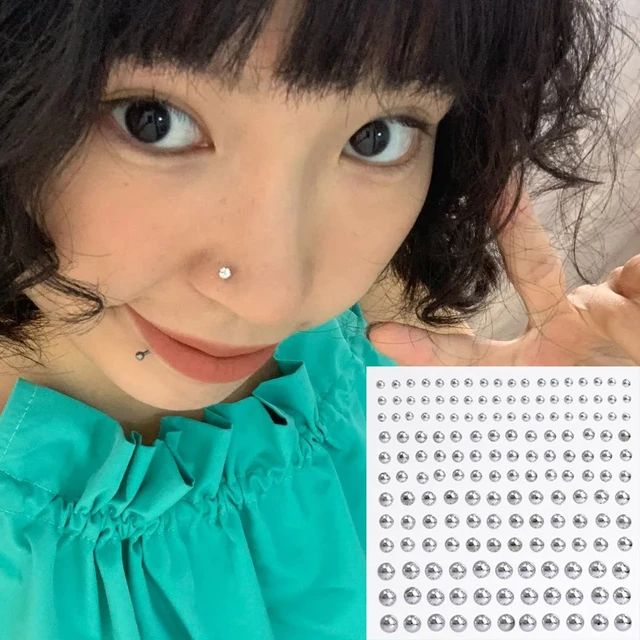 Fake Nose Ring Jewelry Sticker Nose Pin Jewelry Sticker Adhesive Vinyl Stickers Lips Stickers Body Stickers Nose Pin Jewelry Without Piercing Fashion Stickers Party Stickers Beauty Stickers Stylish Nose Jewelry Sticker Temporary Nose Ring - Multicolor