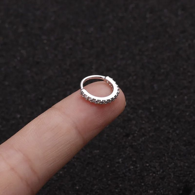 Nose Ring Jewelry Embedded Stone Zarkoon Silver And Golden Non Piercing Stainless Steel Nose Pin Jewelry Elegant Rounded Shape Stylish Nose Stud For Girls And Women Daily Party Wear Nose Jewelry Accessory