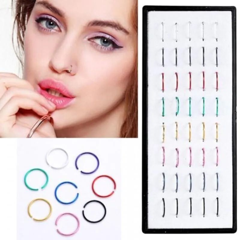 Nose Ring Jewelry Nose Pin Jewelry Golden Silver Multi Color Black Naak Ki Long Naak Ka Koka Naak Ki Bali Naak Ka Taar Naak Ki Nathni Nath Stylish Nose Jewelry For Women Girls Ethnic Traditional Bridal Nose Accessories Elegant Fashion Naath - Multicolor