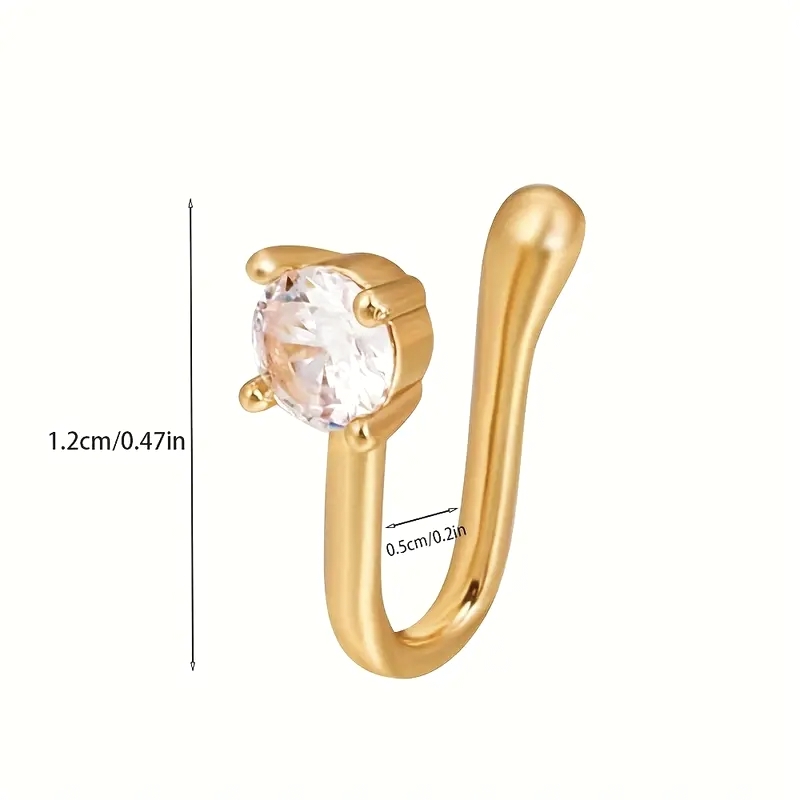 Zarkoon Nose Ring Jewelry Hoops None Piercing Nose Pin Jewelry Embedded Stone Nose Stud For Women Girls Silver Golden Black Shade Stylish Nose Jewelry Elegant Nose Ring Jewelry Fashion Nose Pin Jewelry Piercing Look Modern Stylish Nose Stud